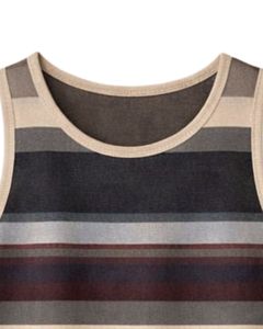 Débardeur rayé gris, bleu et beige pour homme – Col rond, sans manches, décontracté, été, doux, respirant, pour la gym et le streetwear - Product Image 5