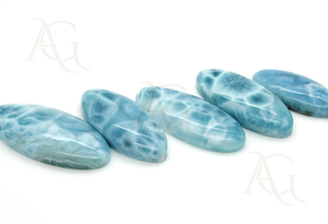 Larimar Marquise cabochon bleu pierre précieuse en vrac vente en gros fabrication de bijoux en argent dos plat 3x5mm à 20x30mm pectolite bleu ciel - Product Image 2