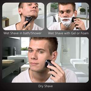 Afeitadora Eléctrica Inalámbrica Recargable Mejorada para Hombres, Uso en Seco/Húmedo con Recortador Desplegable, Afeitadoras Rotatorias, Impermeable IPX7 para Uso Corporal - Product Image 4