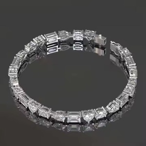Bracelet de tennis en diamants de laboratoire pour femmes et hommes, bracelet de tennis en diamants taillés mélangés, bracelet en diamants en or massif - Product Image 3