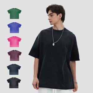 Heavyweight 100% Cotton Drop-Shoulder Oversize T-<b>Shirt</b> Acid Wash <b>Black</b> Long Length Light Plus Size T-<b>shirt</b> for men - Product Image 2