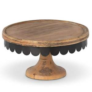 Support à gâteau en bois naturel et métal, à un seul niveau, écologique, compatible lave-vaisselle, support de présentation décoratif pour desserts et pâtisseries - Product Image 1