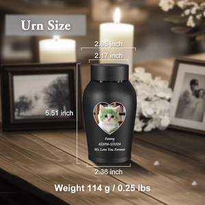 Urnes personnalisées pour cendres humaines Mini urne pour cendres homme femme Photo petite urne en acier inoxydable mémorial crémation noir mat - Product Image 6