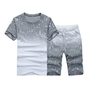 ชุดเซ็ตสองชิ้นสำหรับผู้ชาย ฤดูร้อน เสื้อแขนสั้นและกางเกงขาสั้น ผ้าโพลีเอสเตอร์/คอตตอน ระบายอากาศดี สไตล์ลำลอง ปี 2023 - Product Image 2