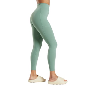 Logo personnalisable Leggings taille moyenne pour femmes Tissu tricoté de couleur unie teint en grande demande pour adultes - Product Image 3