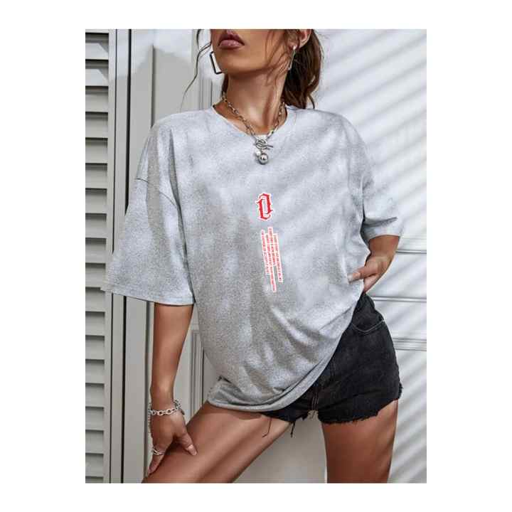 Aleman Printed White Oversize Women's T-shirt - Ay-aleman