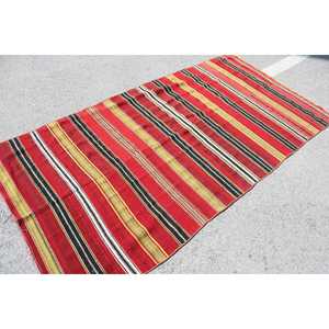 พรมวินเทจตุรกี ขนาด 4.1x7.9 ฟุต พรมคิลิม สีแดงดำลายดอกไม้ ทำจากขนสัตว์ - Product Image 4