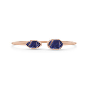 18k Rose Gold Plated High Finish Adjustable Bezel Setting Natural Sodalite Oval Marquise Shape Twister Bracelet <b>Men</b> Women Gifts - Product Image 1