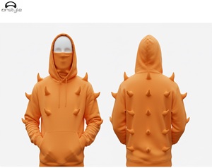 Sweat à capuche masque Hhorn hiver personnalisé unisexe polaire polyester/coton teint uni fabricant de streetwear écologique - Product Image 2