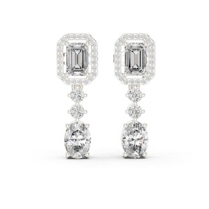 Pacho 3.03 TCW Emerald Cut <b>Moissanite</b> Luxury GRA Certified Drop <b>Earrings</b> 925 Sterling Silver Bridal Wedding Womens <b>Earrings</b> - Product Image 1