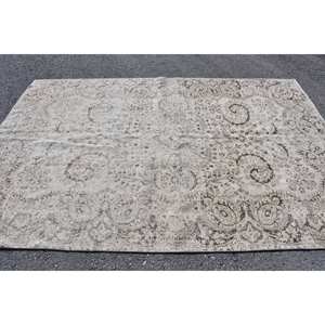 Alfombra Vintage de Lana Turca para Pasillo y Habitación de Látex, Diseño Rectangular de Gran Área, Estilo Clásico, Beige, Marrón, 6.5ft X 9.6ft - Product Image 4
