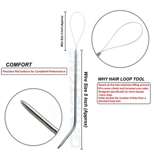 Hair Extension Pulling Loop Tool with Curve End for Micro Beads & Nano Rings Installation – Stainless Steel <b>Threader</b> Hook <b>Needle</b> - Product Image 5