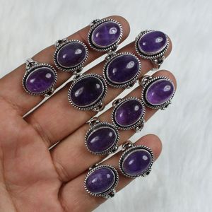 Hermosa piedra preciosa amatista púrpura Eternity Vermeil anillos diseñador Collet colgante Ajuste de bisel de alta calidad para joyería Casual - Product Image 1