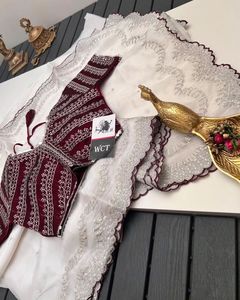 Kain panjang baru sutra murni lembut zimmy choo dengan blus batas urutan sutra <span class=keywords><strong>Dupion</strong></span> dengan urutan bekerja Saree - Product Image 5