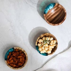 Cuenco Decorativo de Madera y Resina con Fusión de Piedra de Ágata, Especial Ramadán - Product Image 3