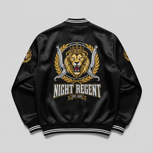 Chaqueta Bomber de Satén Extra Grande con Cuello Alto Estilo Vintage Personalizada, 100% Seda Ecológica Unisex para Invierno - Product Image 2