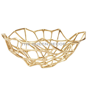 Modern Interior Designer Decorative <b>Bowl</b> Handmade Ceramic Unique Leafy Shape Gold Plated Aluminum Metal for Home Accent <b>Party</b> - Product Image 2