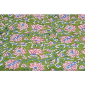 100% Cotton Indian Style Floral Hand Block Printed <b>Fabric</b> Woven Technique For Women's Clothing Robes Bags Girls Boys Accessories - Product Image 1
