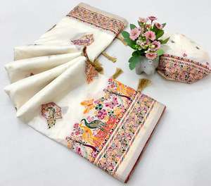 Cachemira seda Meenakari Pallu Pashmina Sarees en línea al por mayor diseñador indio y paquistaní ropa - Product Image 1