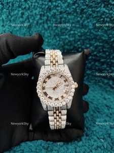 นาฬิกาสเตนเลสสตีลสุดหรูสินค้ามาใหม่ VVS Moissanite กระจกเชิงกลสามารถปรับแต่งได้แนวฮิปส์ดาวน์ความยาว32มม. จากโรงงาน - Product Image 2