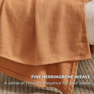 Cotton <b>Throw</b> Blanket <b>for</b> <b>Couch</b> Soft Cozy Herringbone Woven Blanket <b>for</b> Summer, Breathable and Lightweight Large <b>Throw</b> Blanket - Product Image 3