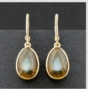 ต่างหูห้อยเงินสเตอร์ลิง925ชุบทอง18K สำหรับสาวๆอัญมณีแฟชั่นและแลบราโดไรต์ - Product Image 5