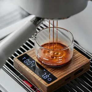 Italian <b>Coffee</b> Bean Walnut Metal Electronic <b>Scale</b> Household Hand-Brewed <b>Coffee</b> Precision Timing <b>Scale</b> Easy-Clean Non-Stick - Product Image 3
