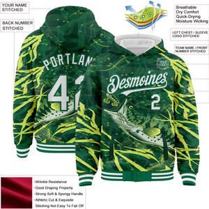 Custom Wholesale Men Team Tracksuit High Quality Sports 100% Polyester For Full Sublimation Print Hoodie Green Color New Style - Product Image 2