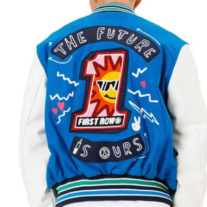 Veste universitaire en laine personnalisable pour homme avec col de baseball, style lettre brodée, coupe-vent pour l'hiver - Product Image 6