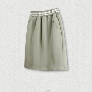 Falda de mezclilla de algodón negro sólido estilo imperio para mujer, pantalones informales con diseño de ombligo, transpirable y caliente para primavera - Product Image 4