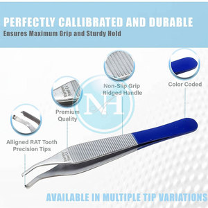 Pinzas para Tejidos con Logotipo Personalizado, 1x2 Dientes, Instrumentos Quirúrgicos Delicados y Curvos, Pinzas para Tejidos con 1x2 Dientes, Delicadas y Curvas - Product Image 2