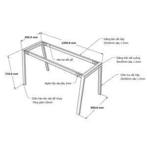 Pieds de table en fonte robustes Aton Concept 140x70cm, design industriel pour tables à manger et meubles - HCAT005 - Product Image 2