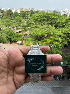 Montre de luxe personnalisée pour homme, forme carrée, diamants Moissanite VVS, chiffres arabes, étanche, entièrement sertie de pierres - Product Image 1