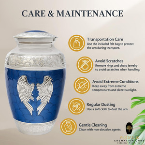 Urne funéraire en forme de cœur bleu et argenté de style européen, 10 pouces, faite à la main, écologique, personnalisable - Product Image 5