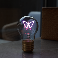 Lampe en Plastique Antichoc Type Edison Cœur Amour Arc-en-Ciel Ampoule LED à Batterie Rechargeable USB pour la Décoration