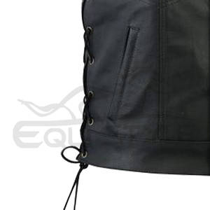 Men's Custom Motorcycle Vest Winter Fashion Solid Pattern Sleeveless Moto <b>Waistcoat</b> Front Pockets Genuine Leather Black Color - Product Image 4