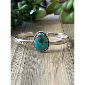 Bracelet manchette ajustable en argent sterling 925 avec turquoise de Kingman du sud-ouest – Design de mode haut de gamme provenant de l'exportateur - Product Image 1