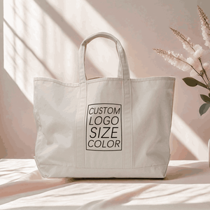 Sac fourre-tout en toile de coton recyclable imprimé de logo personnalisé Sac fourre-tout en toile de grande capacité avec poignée en corde - Product Image 1