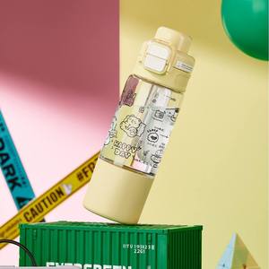 Wholesale Custom Logo Kids <b>Water</b> <b>Bottle</b> with Double Straws - Portable Plastic Tumbler Cup for Children, Outdoor Camping & Travel - Product Image 2