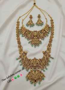 Conjunto de Joyería Nupcial Tradicional del Sur de la India de Alta Calidad, Diseño de Diosa con Circones, Chapado en Oro Rosa, para Bodas y Fiestas, Estilo Antiguo - Product Image 2