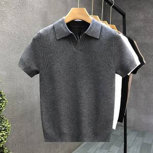 Bangladesh China Factory Price <b>Men's</b> High End <b>Polo</b> Collar Short Sleeve Sweater Slim Fit Summer Casual Knit <b>Top</b> <b>Polo</b> Shirt - Product Image 1