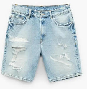 High Street Custom Men's XL Size Plus-Size Vintage Denim Shorts Transpirable Ripped Design Custom Logo 100% Cotton Solid Pattern - Product Image 3