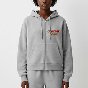 Sudadera con Capucha y Cremallera para Mujer, Estilo Casual, Talla Grande, Color Sólido, Transpirable, Cálida, Gruesa, Ropa Urbana, 100% - Product Image 1