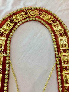 Best Value Trendy Masonic Officer Chain Collar Rectangle Brass Velvet Unique <b>Metal</b> Neckwear Rhinestones Elegant Budget-Friendly - Product Image 3