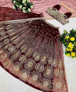 Designer indien Satin Soft Net Broderie Séquence Travail Lehenga Choli avec Dupatta Wedding Wear Prix de gros Vêtement ethnique ApparelGarment Shalwar Kameez - Product Image 6