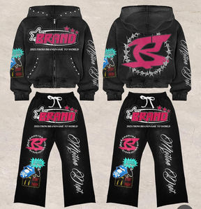 Conjunto de Sudadera Holgada y Pantalones Deportivos con Estampado Personalizado Glory, Estilo Lavado Ácido, para Chicos, con Estampado DTG, Corte Recortado y Acampanado - Product Image 6