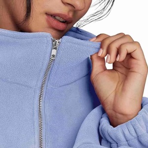 OEM/ODM sweat-shirt à fermeture éclair en coton et polyester pour femmes sweat-shirt à capuche à séchage rapide anti-boulochage respirant pour femmes - Product Image 4