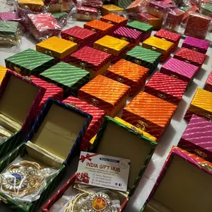 Handcrafted Multicolor Rajasthani Premium <b>Wedding</b> <b>Favour</b> Boxes Customized Style Gift Box Set for Rings Earrings Bangles - Product Image 2