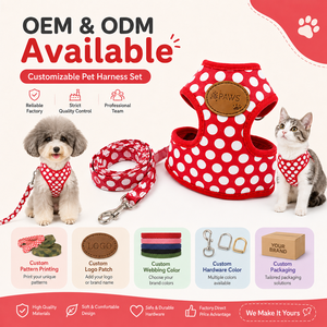 Conjunto de Paseo para Mascotas Pequeñas con Correa de Nailon y Poliéster Cómoda, con Estampado de Puntos y Broche Metálico, para <span class=keywords><strong>Chihuahua</strong></span>, Yorkie, Gatitos - Product Image 6