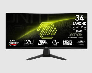 CN Original MSI MAG 346CQ Black Blade 34" 21:9 Ultrawide Curved Monitor 3440×1440 180Hz 1ms HDMI2.0 DP1.4 VESA Mount. จอภาพโค้งขนาด 34 นิ้ว อัตราส่วนภาพ 21:9 ความละเอียด 3440×1440 180Hz 1ms HDMI2.0 DP1.4 รองรับ VESA Mount - Product Image 1